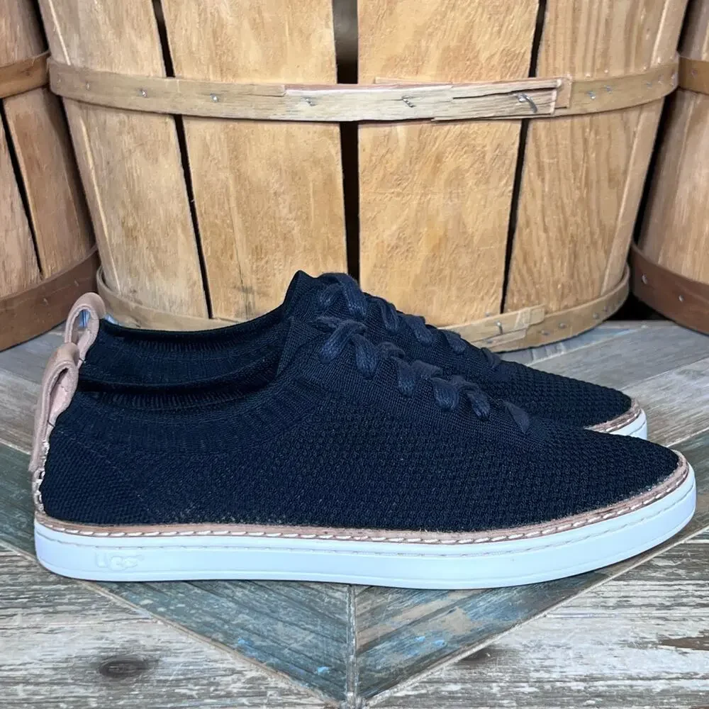 UGG Sidney Knit Black Fabric 1095092 Minimalist Sneakers Shoes Womens Size 7.5